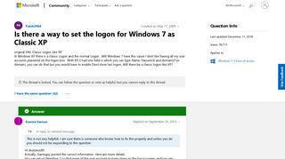 Is there a way to set the logon for Windows 7 as Classic XP ...