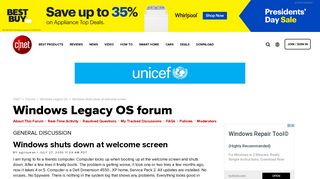 Windows shuts down at welcome screen - Forums - CNET
