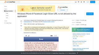 Windows Phone 8 Facebook Login Given URL is not allowed by the ...
