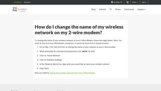 How do I change the name of my wireless network on ... - Windstream