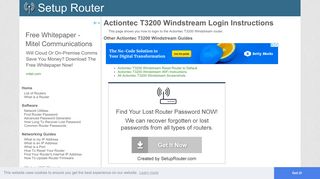 How to Login to the Actiontec T3200 Windstream - SetupRouter