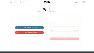 Sign into your Winc wine club account