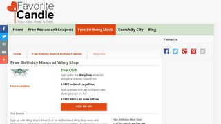 Free Birthday Meals-Wing Stop - FavoriteCandle