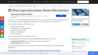 Wink Login: How to Access the Router Settings | RouterReset