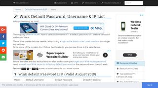 Wink Default Password, Login & IP List (updated August 2018 ...