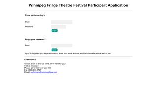 Winnipeg Fringe Theatre Festival Participant Application
