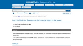 Log in to Winshuttle for Salesforce and choose the object for the upsert