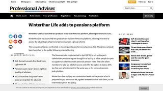 Winterthur Life adds to pensions platform - Professional Adviser