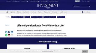 Life and pension funds from Winterthur Life - Investment Week