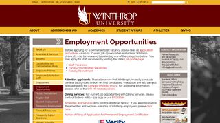 Winthrop University: Human Resources - Employment-Opportunities