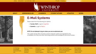 Winthrop University - E-mail Systems