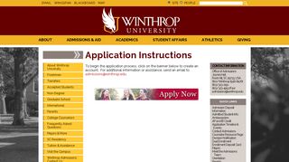 Winthrop University: Office of Admissions - Application Forms and ...