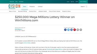 $250,000 Mega Millions Lottery Winner on WinTrillions.com