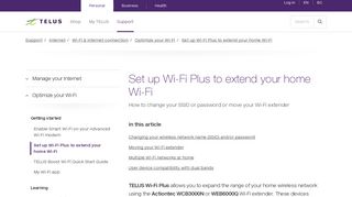 Set up Wi-Fi Plus to extend your home Wi-Fi | Support | TELUS.com