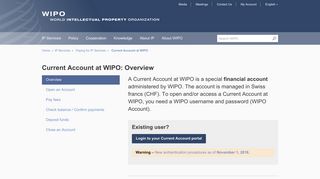 Current Account at WIPO: Overview