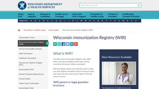 Wisconsin Immunization Registry (WIR) | Wisconsin Department of ...