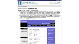 Linksys WRT54G Setup - Columbia University