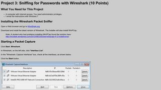 Project 3: Sniffing for Passwords with Wireshark (10 Points)