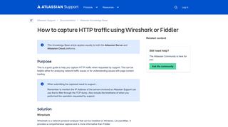 How to capture HTTP traffic using Wireshark or Fiddler - Atlassian ...