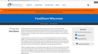 FoodShare Wisconsin | Benefits.gov