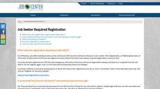 Job Seeker Required Registration - Wisconsin Job Centers