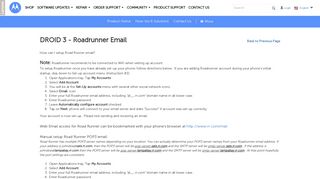 DROID 3 - Roadrunner Email - Motorola Support - US