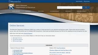 DOR Online Services - Wisconsin Department of Revenue