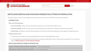NetID Login Service and Wisconsin Federation Attribute Information