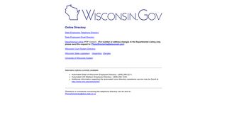 Wisconsin.gov online directory - State of Wisconsin Telephone ...