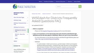 WISEdash for Districts Frequently Asked Questions FAQ | Wisconsin ...