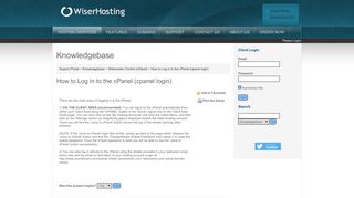 WiserHosting - Knowledgebase - How to Log in to the cPanel (cpanel ...