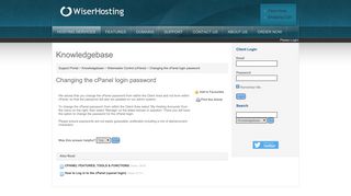 WiserHosting - Knowledgebase - Changing the cPanel login password