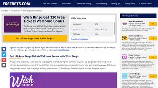 Wish Bingo - Get 120 Free Tickets Welcome Bonus | Freebets.com