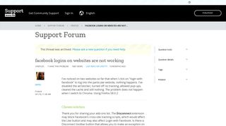 facebook logins on websites are not working | Firefox Support Forum ...