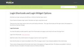 Login Shortcode and Login Widget Options | WishList Products ...