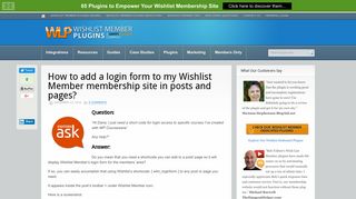 How to add a login form to my Wishlist Member membership site in ...