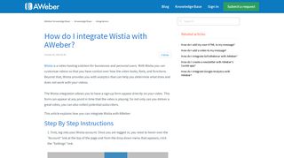How do I integrate Wistia with AWeber? – AWeber Knowledge Base
