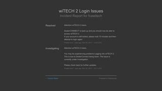fcawitech Status - wiTECH 2 Login Issues