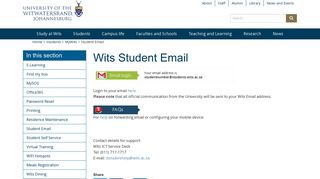 Student Email - Wits University