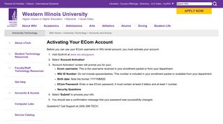 Activating Your ECom Account - University ... - Western Illinois University
