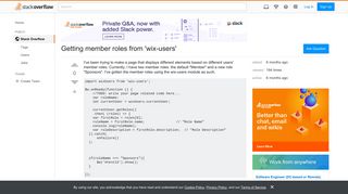 Getting member roles from 'wix-users' - Stack Overflow