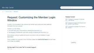 Request: Customizing the Member Login Window | Help Center | Wix ...