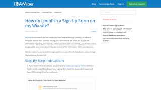 How do I publish a Sign Up Form on my Wix site? – AWeber ...