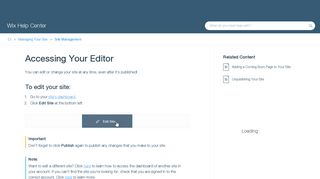 Accessing Your Editor | Help Center | Wix.com