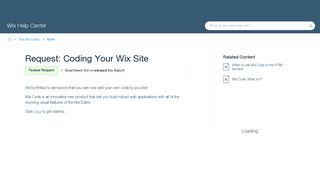 Request: Coding Your Wix Site | Help Center | Wix.com