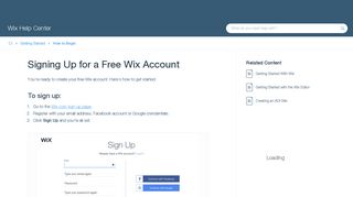 Signing Up for a Free Wix Account | Help Center | Wix.com