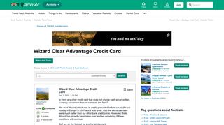 Wizard Clear Advantage Credit Card - Australia Forum - TripAdvisor