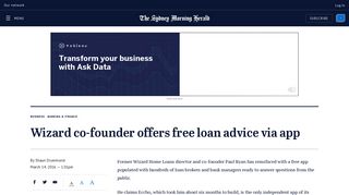 Wizard co-founder offers free loan advice via app