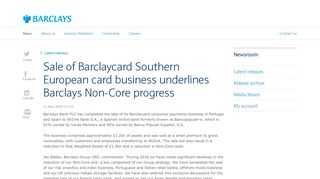 Barclays | Sale of Barclaycard Southern European card business ...
