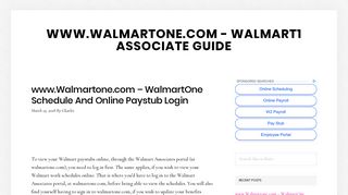 www.WalmartOne.com – Walmart1 Associate Guide